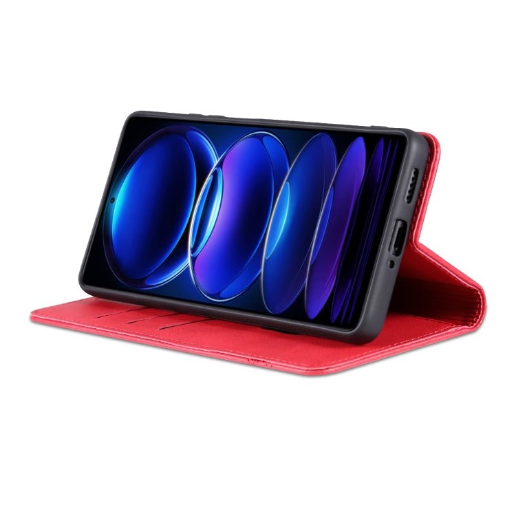 For Xiaomi Redmi Note 12 China AZNS Magnetic Calf Texture Leather Phone Case(Red)