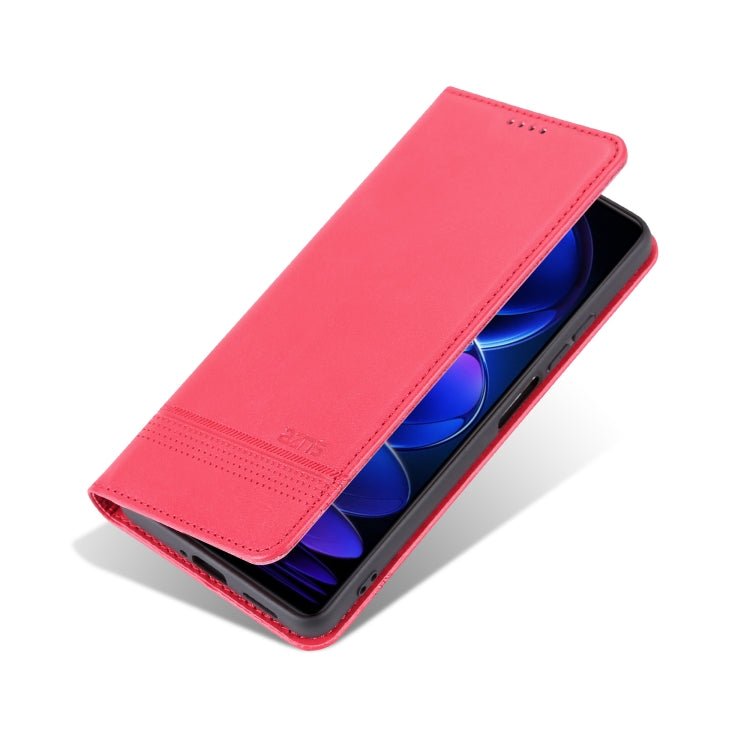 For Xiaomi Redmi Note 12 China AZNS Magnetic Calf Texture Leather Phone Case(Red)