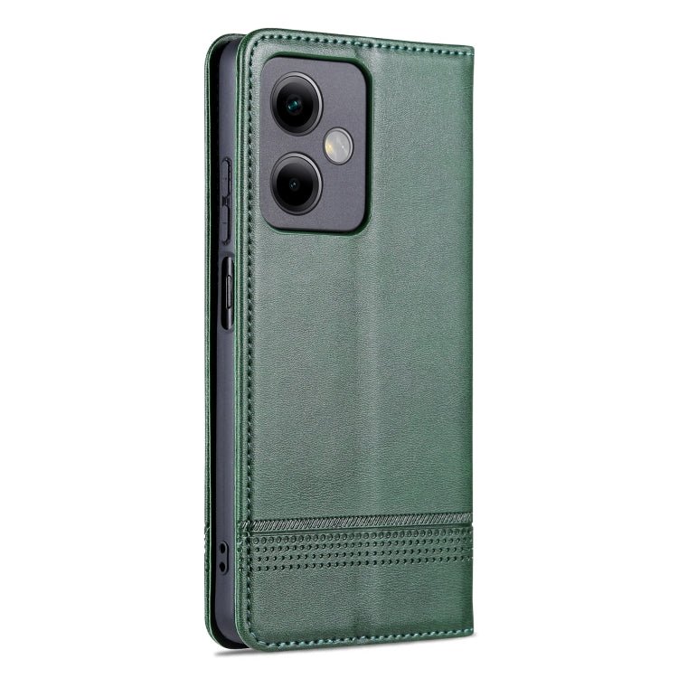 For Xiaomi Redmi Note 12 China AZNS Magnetic Calf Texture Leather Phone Case(Dark Green)