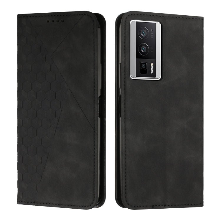For Xiaomi Redmi K60 / K60 Pro Diamond Pattern Skin Feel Magnetic Leather Phone Case(Black)