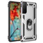 For Samsung Galaxy S21+ 5G Shockproof TPU + PC Protective Case with 360 Degree Rotating Holder(Silver)