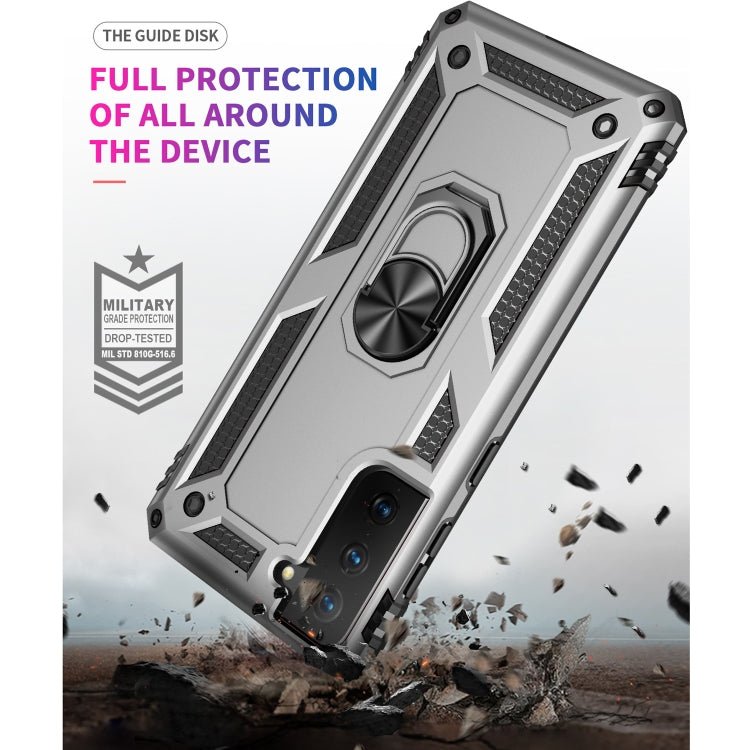 For Samsung Galaxy S21+ 5G Shockproof TPU + PC Protective Case with 360 Degree Rotating Holder(Silver)