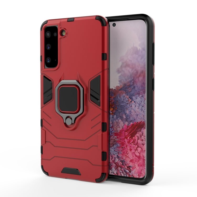 For Samsung Galaxy S21 5G PC + TPU Shockproof Protective Case with Magnetic Ring Holder(Red)