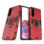 For Samsung Galaxy S21 5G PC + TPU Shockproof Protective Case with Magnetic Ring Holder(Red)