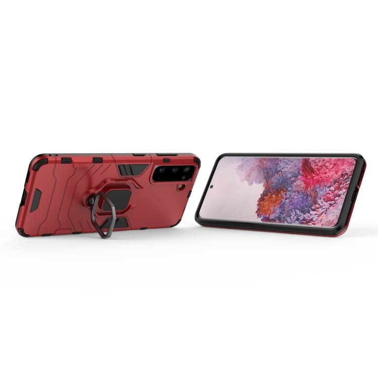 For Samsung Galaxy S21 5G PC + TPU Shockproof Protective Case with Magnetic Ring Holder(Red)