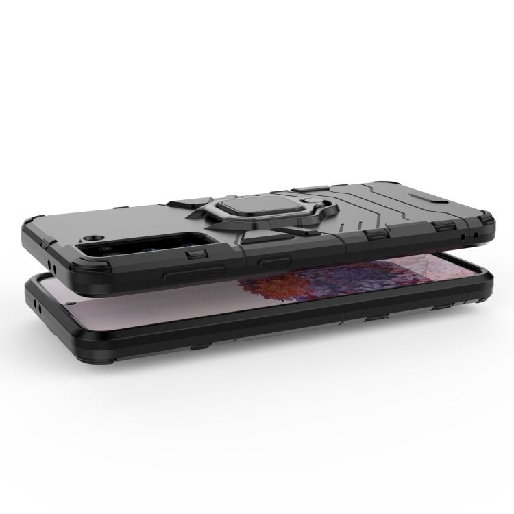 For Samsung Galaxy S21 5G PC + TPU Shockproof Protective Case with Magnetic Ring Holder(Red)