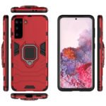 For Samsung Galaxy S21 5G PC + TPU Shockproof Protective Case with Magnetic Ring Holder(Red)