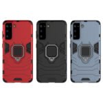For Samsung Galaxy S21 5G PC + TPU Shockproof Protective Case with Magnetic Ring Holder(Red)
