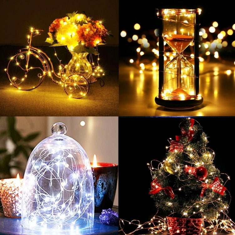 10m IP65 Waterproof Silver Wire String Light, 100 LEDs SMD 06033 x AA Batteries Box Fairy Lamp Decorative Light, DC 5V(Warm White)