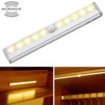0.8W 10 LEDs Warm White Light Narrow Screen Intelligent Human Body Sensor Light LED Corridor Cabinet Light, USB Charging Version