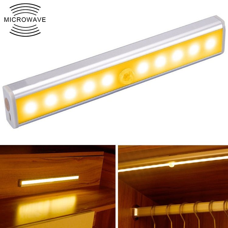 1.8W 10 LEDs Warm White Light Wide Screen Intelligent Human Body Sensor Light LED Corridor Cabinet Light, Battery Version