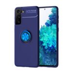 For Samsung Galaxy S21+ 5G Metal Ring Holder 360 Degree Rotating TPU Case(Blue+Blue)