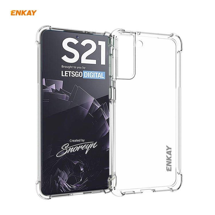 For Samsung Galaxy S21 5G Hat-Prince ENKAY Clear TPU Shockproof Case Soft Anti-slip Cover