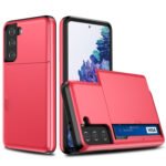 For Samsung Galaxy S21+ 5G Shockproof Armor Protective Case with Card Slot(Red)