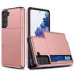 For Samsung Galaxy S21+ 5G Shockproof Armor Protective Case with Card Slot(Rose Gold)
