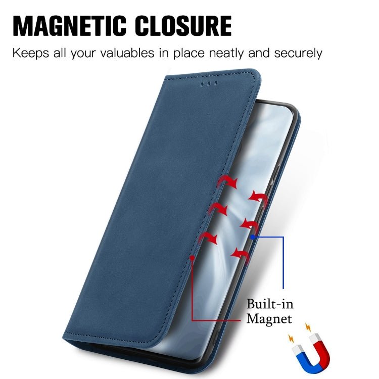 For Xiaomi Mi 11 Retro Skin Feel Business Magnetic Horizontal Flip Leather Case With Holder & Card Slots & Wallet & Photo Frame(Blue)