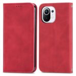 For Xiaomi Mi 11 Retro Skin Feel Business Magnetic Horizontal Flip Leather Case With Holder & Card Slots & Wallet & Photo Frame(Red)