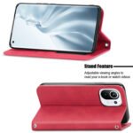 For Xiaomi Mi 11 Retro Skin Feel Business Magnetic Horizontal Flip Leather Case With Holder & Card Slots & Wallet & Photo Frame(Red)