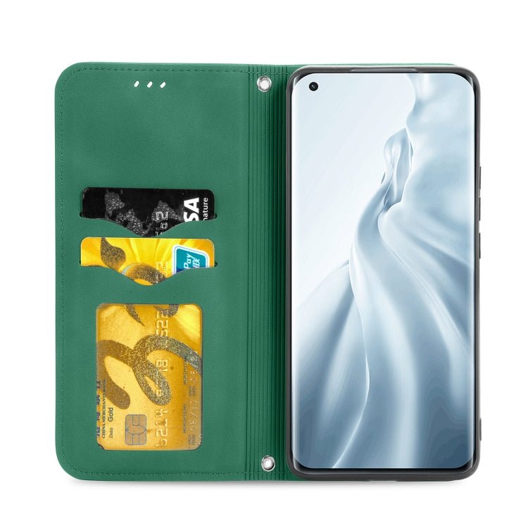 For Xiaomi Mi 11 Retro Skin Feel Business Magnetic Horizontal Flip Leather Case With Holder & Card Slots & Wallet & Photo Frame(Green)