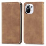 For Xiaomi Mi 11 Retro Skin Feel Business Magnetic Horizontal Flip Leather Case With Holder & Card Slots & Wallet & Photo Frame(Brown)