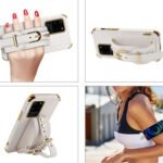 For Samsung Galaxy S21 Electroplated TPU Crocodile Pattern Leather Case with Wrist Strap(Red)