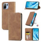 For Xiaomi Mi 11 Lite Retro Skin Feel Business Magnetic Horizontal Flip Leather Case With Holder & Card Slots & Wallet & Photo Frame(Brown)