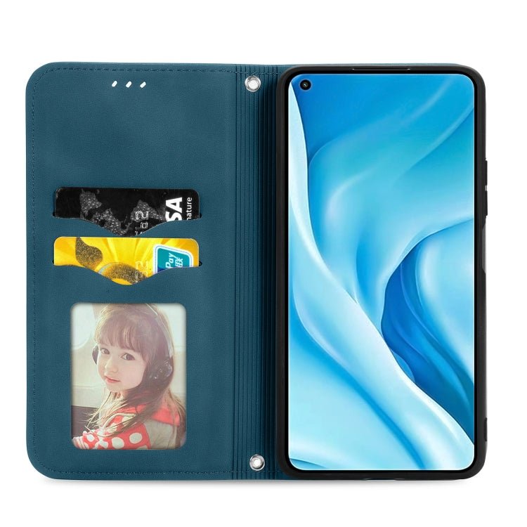 For Xiaomi Mi 11 Lite Retro Skin Feel Business Magnetic Horizontal Flip Leather Case With Holder & Card Slots & Wallet & Photo Frame(Blue)