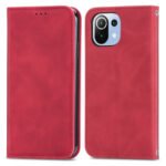 For Xiaomi Mi 11 Lite Retro Skin Feel Business Magnetic Horizontal Flip Leather Case With Holder & Card Slots & Wallet & Photo Frame(Red)