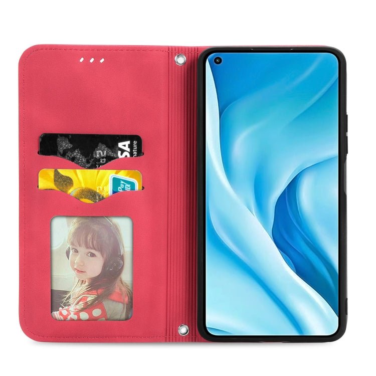 For Xiaomi Mi 11 Lite Retro Skin Feel Business Magnetic Horizontal Flip Leather Case With Holder & Card Slots & Wallet & Photo Frame(Red)