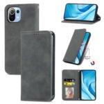 For Xiaomi Mi 11 Lite Retro Skin Feel Business Magnetic Horizontal Flip Leather Case With Holder & Card Slots & Wallet & Photo Frame(Grey)
