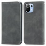 For Xiaomi Mi 11 Lite Retro Skin Feel Business Magnetic Horizontal Flip Leather Case With Holder & Card Slots & Wallet & Photo Frame(Grey)
