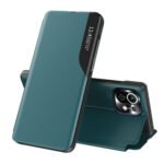 For Xiaomi Mi 11 Lite Side Display Shockproof Horizontal Flip Leather Case with Holder(Green)