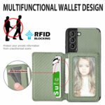 For Samsung Galaxy S21+ 5G Carbon Fiber Magnetic Card Bag TPU+PU Shockproof Back Cover Case with Holder & Card Slot & Photo Frame(Green)
