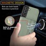 For Samsung Galaxy S21+ 5G Carbon Fiber Magnetic Card Bag TPU+PU Shockproof Back Cover Case with Holder & Card Slot & Photo Frame(Green)