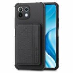 For Xiaomi Mi 11 Lite Carbon Fiber Magnetic Card Bag TPU+PU Shockproof Back Cover Case with Holder & Card Slot & Photo Frame(Black)