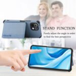 For Xiaomi Mi 11 Lite Carbon Fiber Magnetic Card Bag TPU+PU Shockproof Back Cover Case with Holder & Card Slot & Photo Frame(Blue)