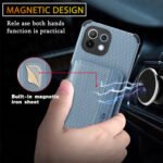 For Xiaomi Mi 11 Lite Carbon Fiber Magnetic Card Bag TPU+PU Shockproof Back Cover Case with Holder & Card Slot & Photo Frame(Blue)