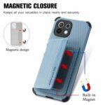 For Xiaomi Mi 11 Lite Carbon Fiber Magnetic Card Bag TPU+PU Shockproof Back Cover Case with Holder & Card Slot & Photo Frame(Blue)