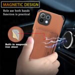 For Xiaomi Mi 11 Lite Carbon Fiber Magnetic Card Bag TPU+PU Shockproof Back Cover Case with Holder & Card Slot & Photo Frame(Brown)