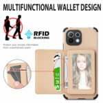 For Xiaomi Mi 11 Lite Carbon Fiber Magnetic Card Bag TPU+PU Shockproof Back Cover Case with Holder & Card Slot & Photo Frame(Gold)