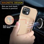 For Xiaomi Mi 11 Lite Carbon Fiber Magnetic Card Bag TPU+PU Shockproof Back Cover Case with Holder & Card Slot & Photo Frame(Gold)