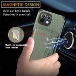 For Xiaomi Mi 11 Lite Carbon Fiber Magnetic Card Bag TPU+PU Shockproof Back Cover Case with Holder & Card Slot & Photo Frame(Green)