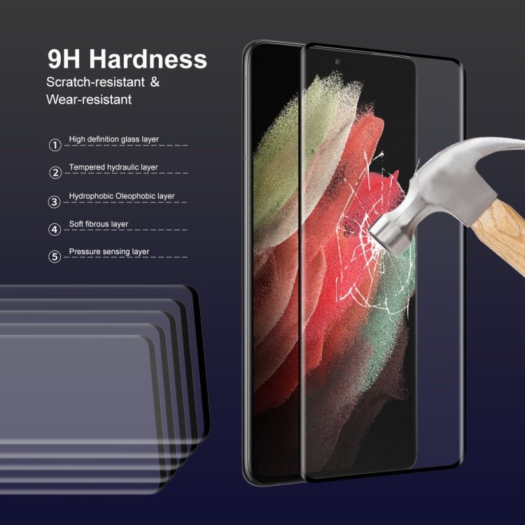 For Samsung Galaxy S21 Ultra 2pcs ENKAY 0.26mm 3D Curved Full Hot Bending Tempered Glass Film