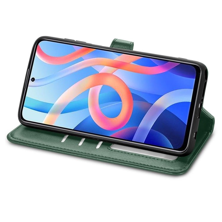 For Xiaomi Redmi Note 11S / Note 11 4G Global Retro Solid Color Buckle Leather Phone Case(Green)