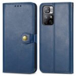 For Xiaomi Redmi Note 11S / Note 11 4G Global Retro Solid Color Buckle Leather Phone Case(Blue)