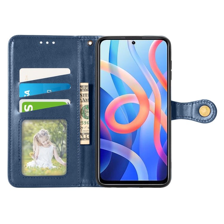 For Xiaomi Redmi Note 11S / Note 11 4G Global Retro Solid Color Buckle Leather Phone Case(Blue)