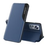 For Xiaomi 12 Pro Side Display Flip  Leather Phone Case with Holder(Blue)