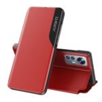 For Xiaomi 12 Pro Side Display Flip  Leather Phone Case with Holder(Red)