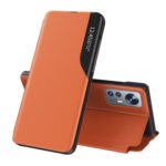 For Xiaomi 12 Pro Side Display Flip Leather Phone Case with Holder(Orange)