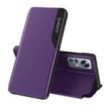 For Xiaomi 12 Pro Side Display Flip Leather Phone Case with Holder(Purple)